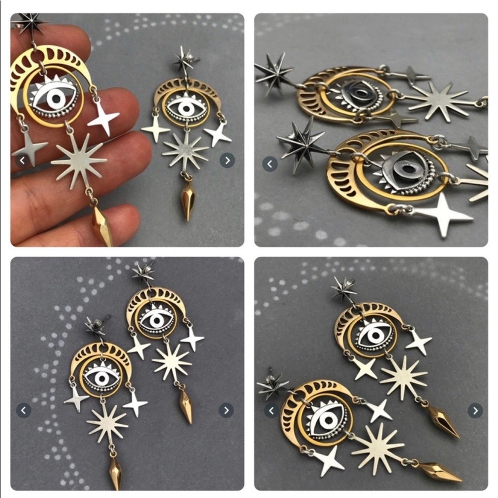 🦋 3/$24 Silver and gold toned sun and moon celestial post earrings - Picture 5 of 5